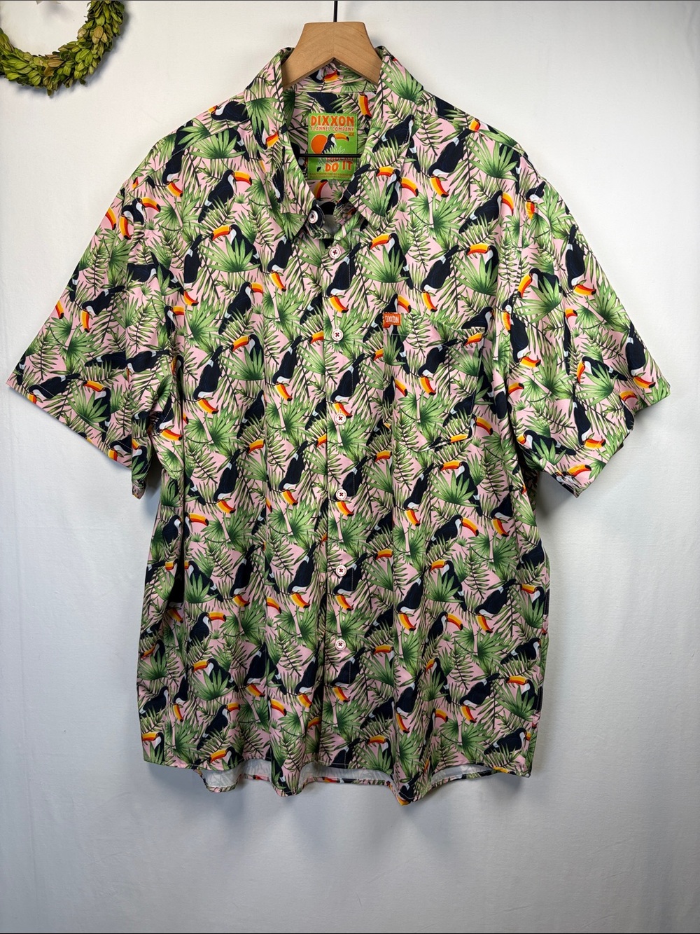 DIXXON Flannel Company Men's Toucan Do It Button Up Short Sleeve Shirt size 2X